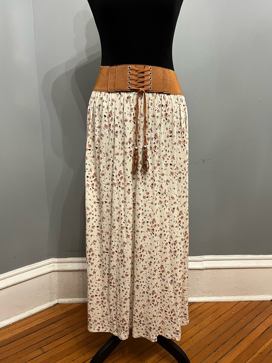 Ardene Dresses & Skirts - Ardene Floral Maxi Skirt with Faux Suede and Elasticized Waist, size L
